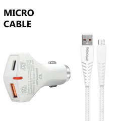 BOLD CAR CHARGER (PD/QC 3.0) WITH FREE MICRO USB CABLE (WHITE)