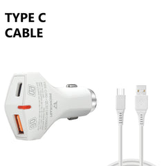 BOLD CAR CHARGER (PD/QC 3.0) WITH FREE TYPE C CABLE (WHITE)