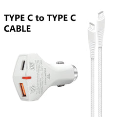 type  c car chargerBOLD CAR CHARGER (PD/QC 3.0) WITH FREE TYPE C TO TYPE C (C2C) CABLE (WHITE)