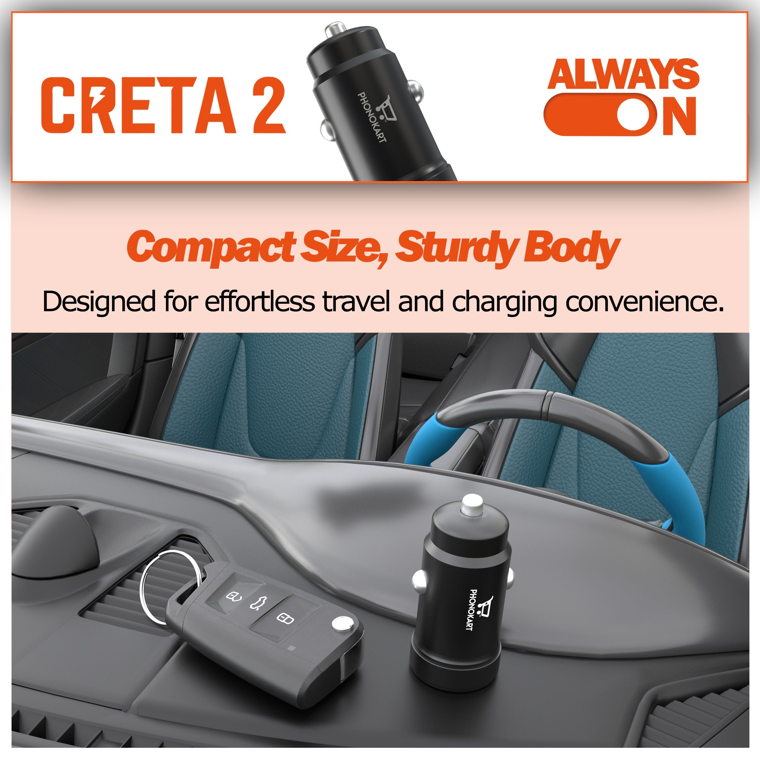 CRETA 2 48W CAR CHARGER (BLACK)