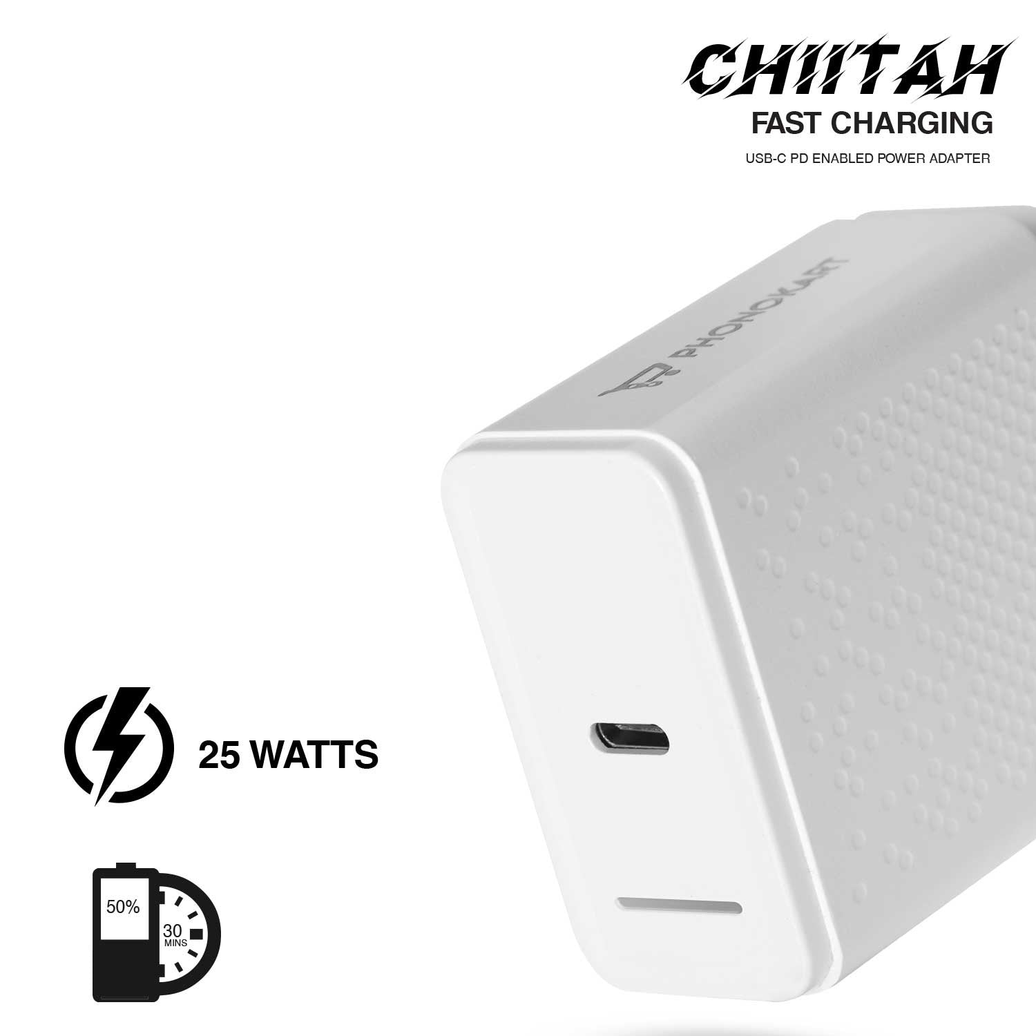 CHITTAH MOBILE CHARGER C2C (25W/5AMPS) (WHITE)