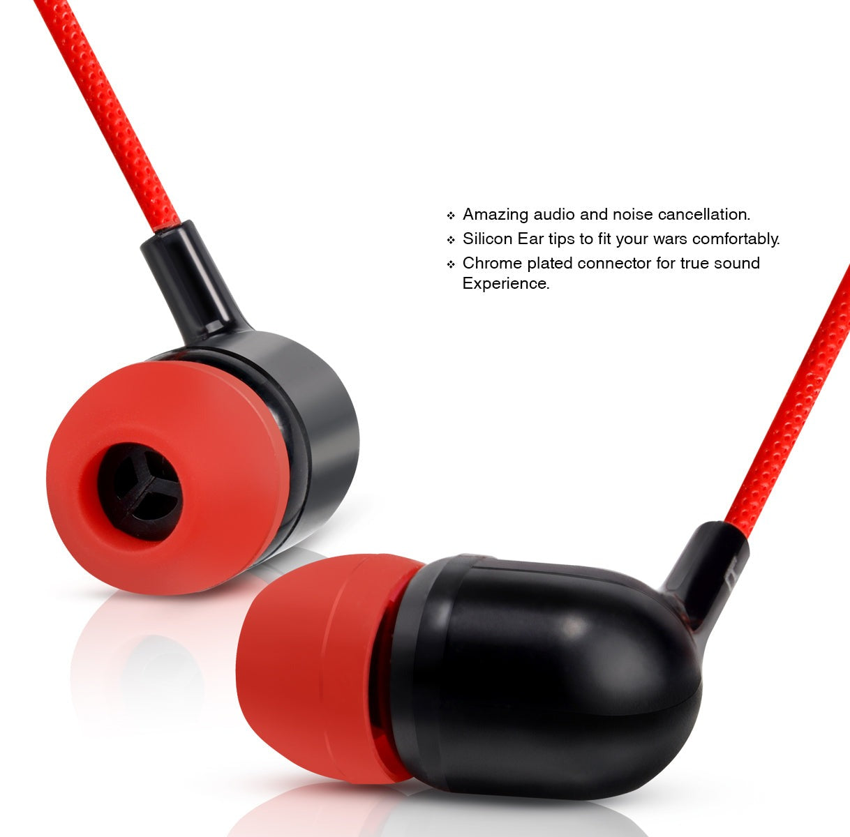 Red wired online headphones