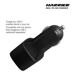CAR CHARGER HARRIER DUAL PD (70W) (BLACK)