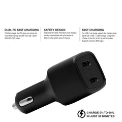 CAR CHARGER HARRIER DUAL PD (70W) (BLACK)