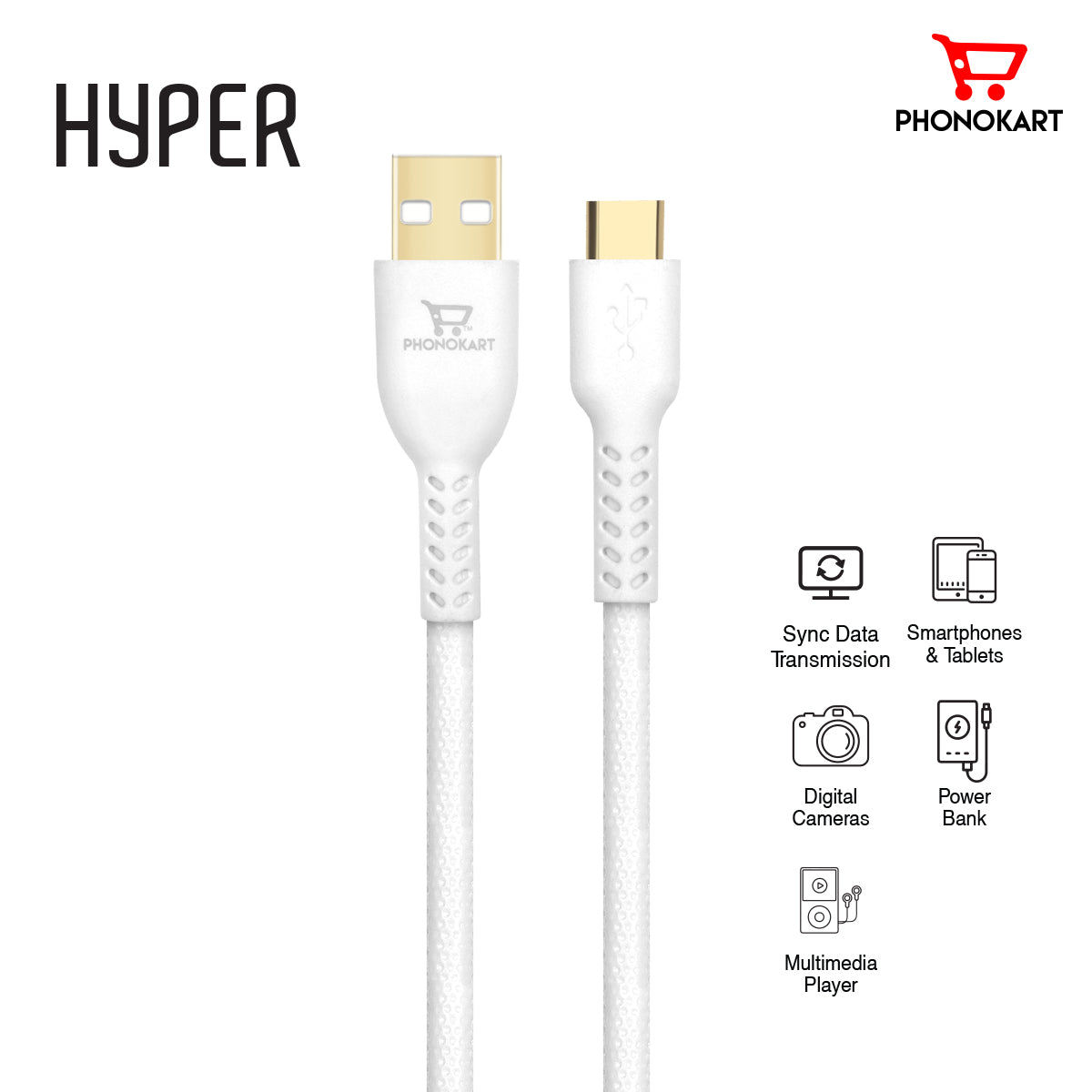 Type C Fast Sync and Charging cable 1.5 M USB Type C Cable  (Compatible with Mobile, White, One Cable)(White)