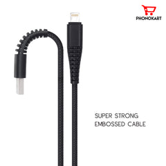 Lightning Cable  PKRPDAC-BLK 1M Lightning Cable  (Compatible with Iphones) (Black)
