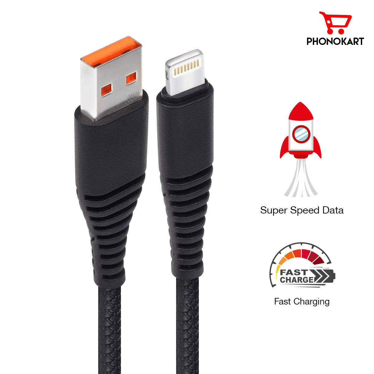 Lightning Cable  PKRPDAC-BLK 1M Lightning Cable  (Compatible with Iphones) (Black)