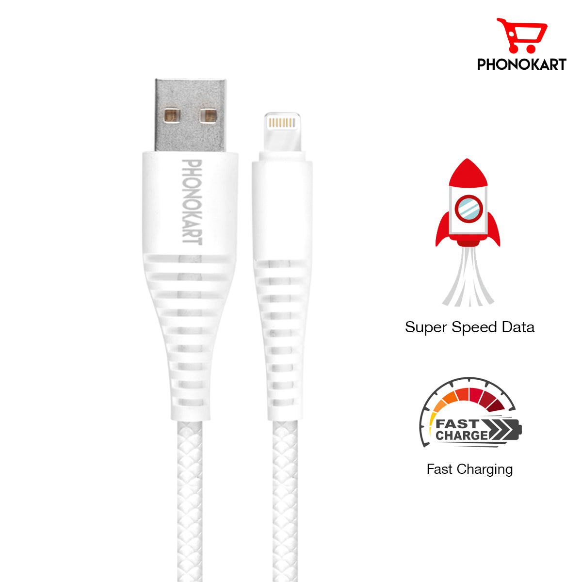 Lightning Cable  PKRPDAC-WHT 1M Lightning Cable  (Compatible with iphones, One Cable)(WHITE)