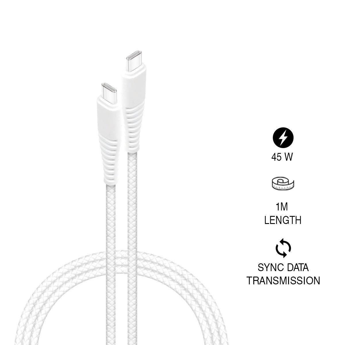 Type C To Type C Cable 1M   (Compatible with Smartphone) (WHITE)