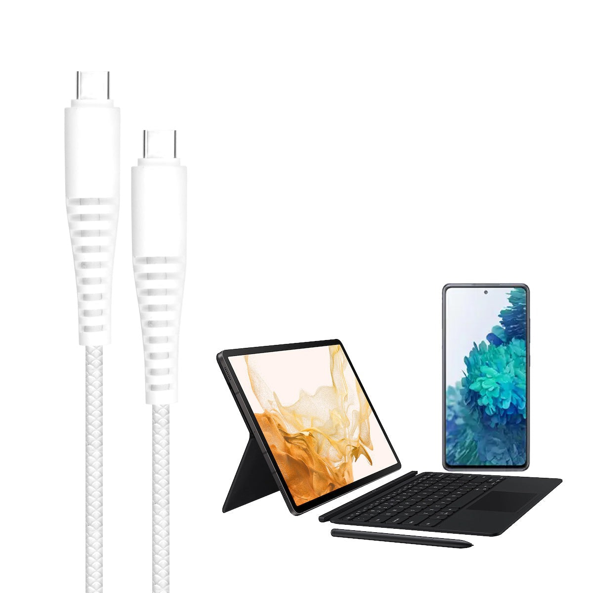 Type C To Type C Cable 1M   (Compatible with Smartphone) (WHITE)