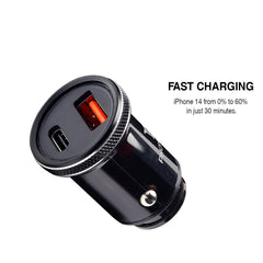 CAR CHARGER SELTOS (48W) WITH FREE TYPE C TO LIGHTNING CABLE (BLACK)