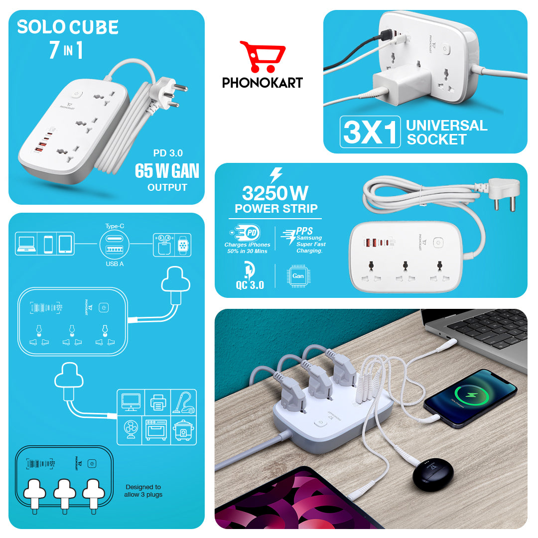 SOLO CUBE 7 IN 1 Charging Station  (WHITE)