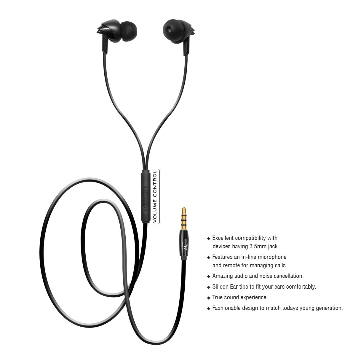 Speed Handsfree Wired Headset  With Mic  (Black, In the Ear)