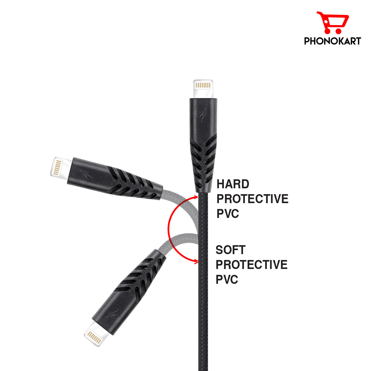 Lightning Cable 2M TPE BRAIDED PKSWIFTCL2-BLK (Compatible with iPhone Models, One Cable)(Black)