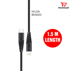 Lightning Cable PKSWIFTCL15-BLK 5 A 1.5M TPE Braided Lightning Cable(BLACK)