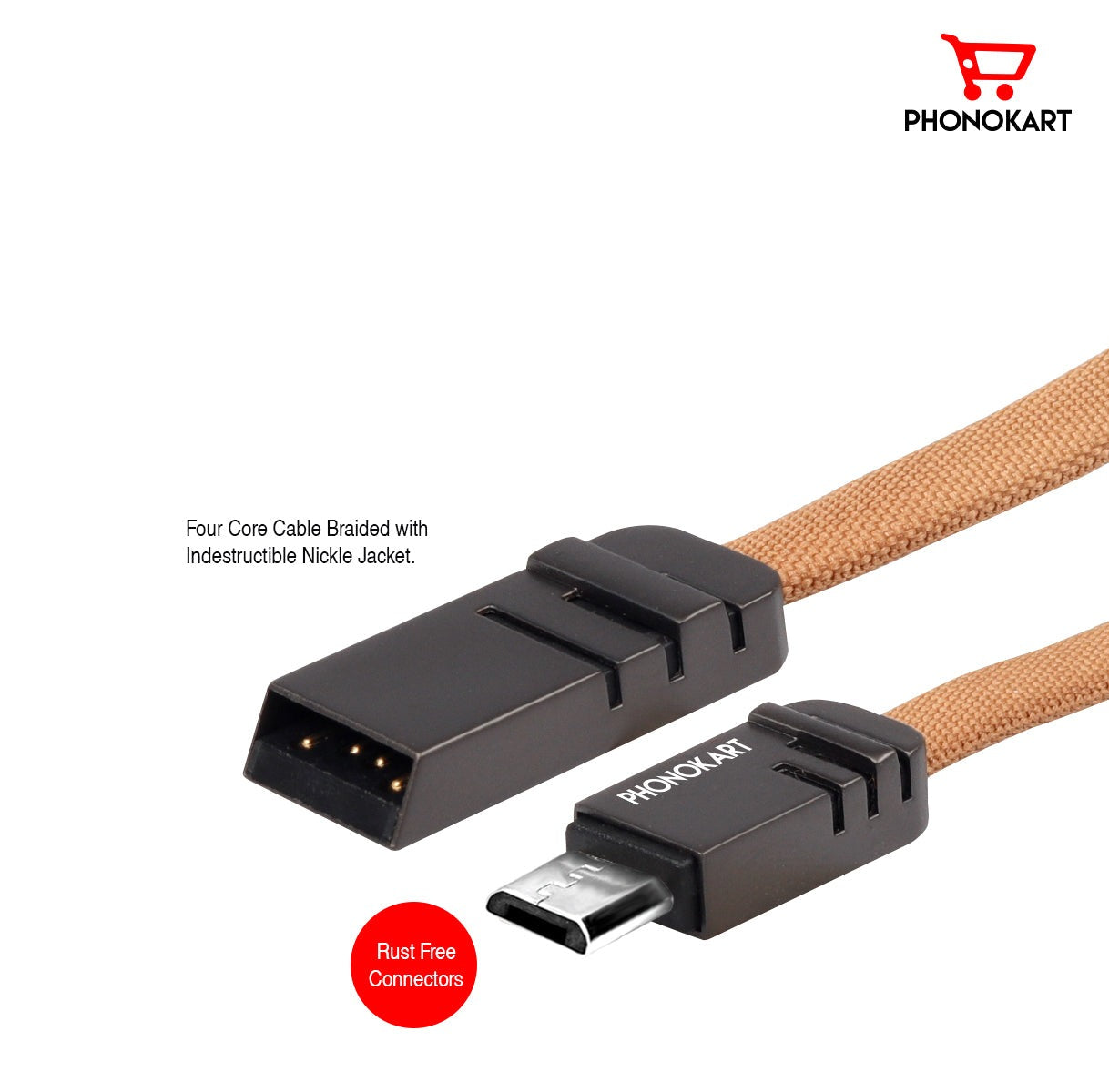 Micro USB Cable (1M)  (Compatible with mobile, tables, Gold)