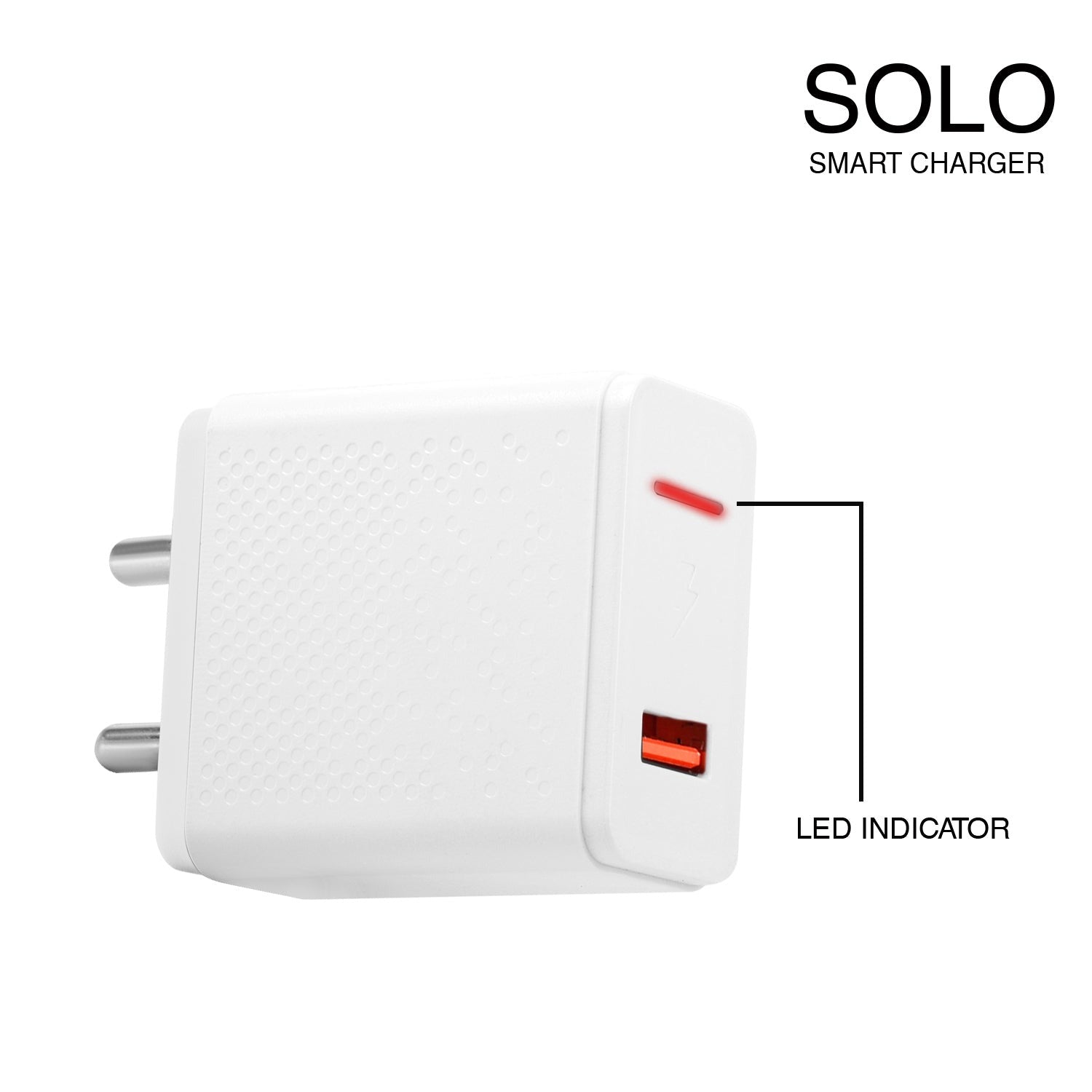 SOLO SMART MOBILE CHARGER (QC 3.0)(30W/6AMPS) WITH LIGHTNING CABLE  30W (WHITE)