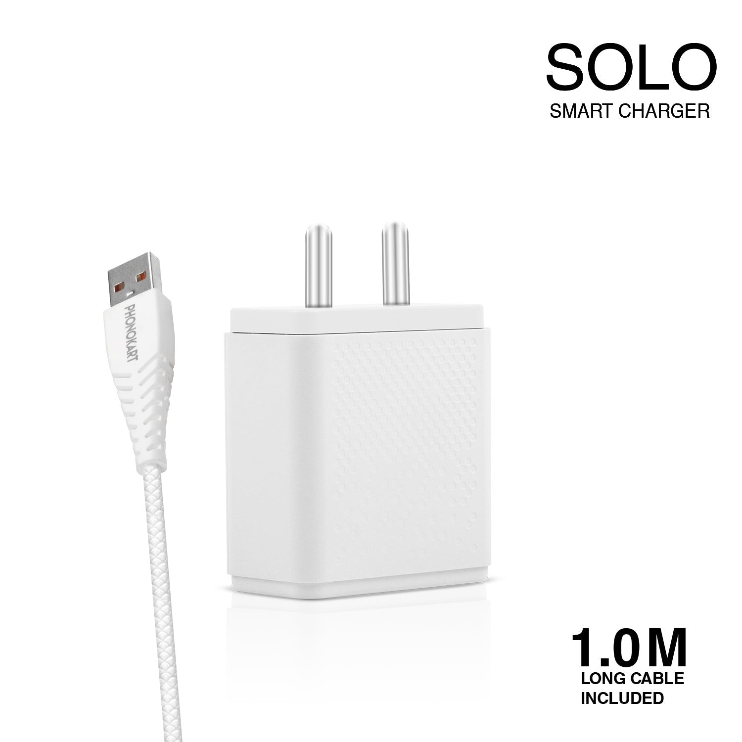 SOLO SMART MOBILE CHARGER (QC 3.0)(30W/6AMPS) WITH LIGHTNING CABLE  30W (WHITE)