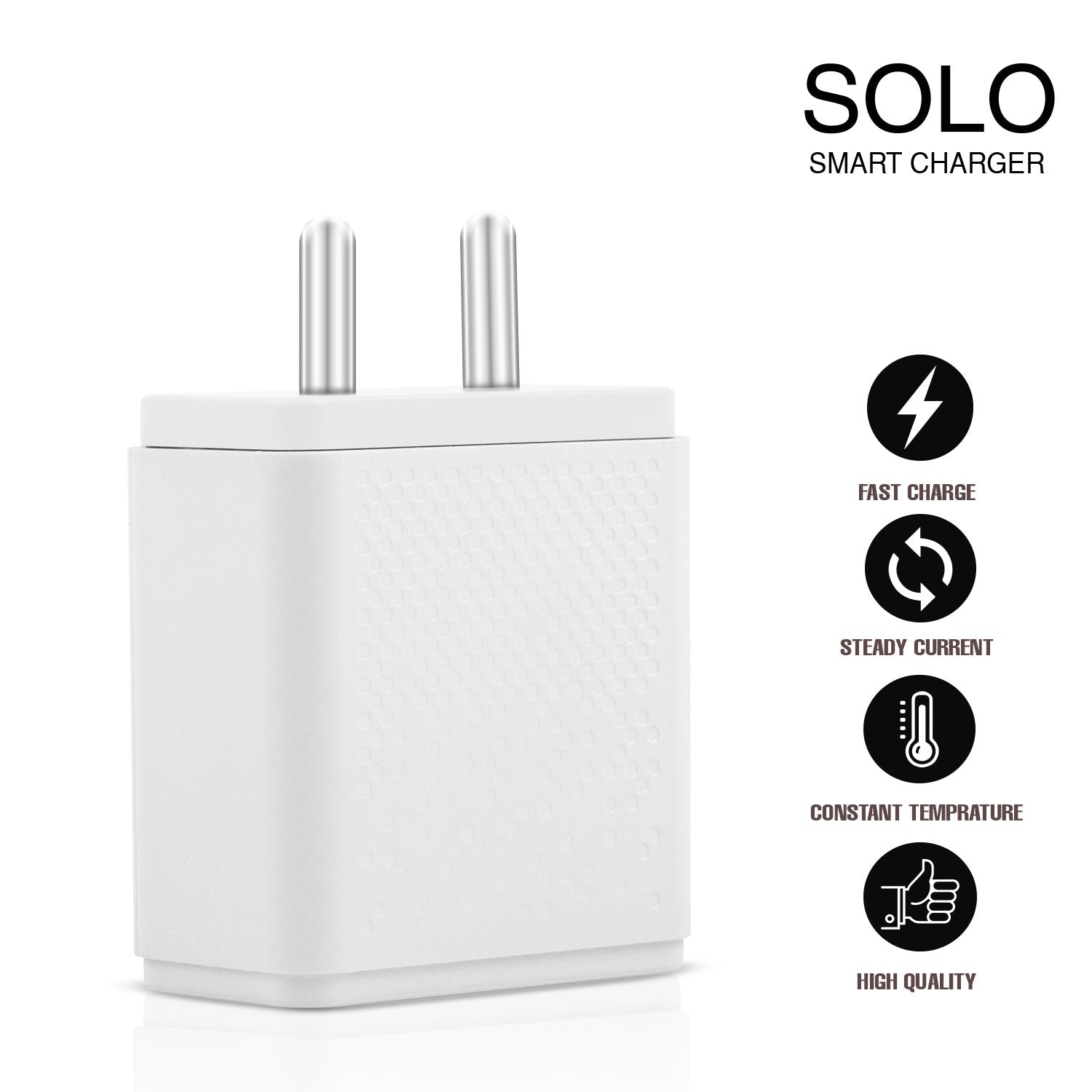 SOLO SMART MOBILE CHARGER (QC 3.0)(30W/6AMPS) WITH TYPE C CABLE  30W (WHITE)