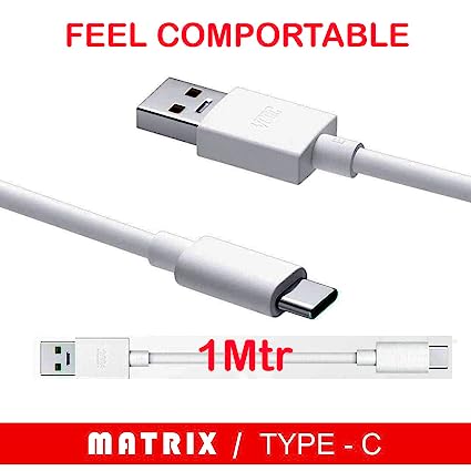 Type C Cable 5 A (1M) TPE Braided Cable White (Compatible with all mobiles)(Red/White)