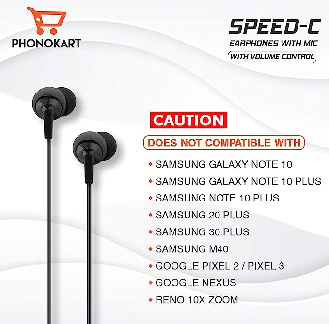 Speed C Headset with Mic / Type C Wired Headset (Work with Phones Without 3.5mm Audio Jack)