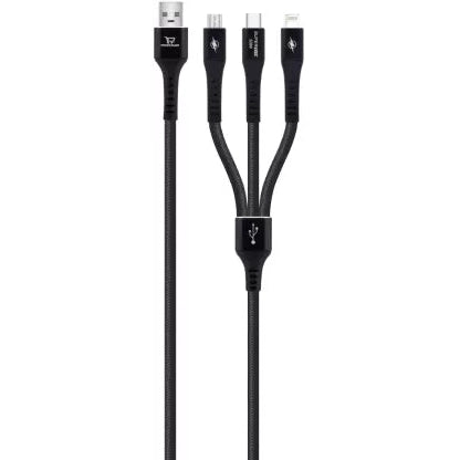 SUPER VOOC 3 in 1 Multi Port Charging (30W) 6 A 1.5 M USB Type C Cable  (Compatible with Mobiles,Tablets,  One Cable)(Black)