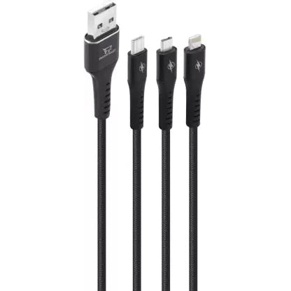 SUPER VOOC 3 in 1 Multi Port Charging (30W) 6 A 1.5 M USB Type C Cable  (Compatible with Mobiles,Tablets,  One Cable)(Black)